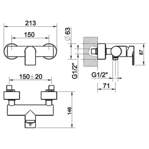 Смеситель Gessi Via Manzoni для душа 38631-031